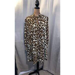 NY&C Leopard Print Dress Size Medium NWT Tie Neck Long Sleeve Lined $69.95